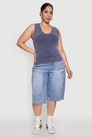 Womens Plus Seamless Mineral Wash V Neck Tank Top, 1X-2X