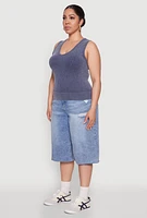 Womens Plus Seamless Mineral Wash V Neck Tank Top, 1X-2X