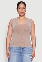 Womens Plus Size Seamless Mineral Wash V Neck Tank Top, Beige, Size 3X-4X