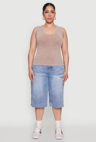 Womens Plus Size Seamless Mineral Wash V Neck Tank Top, Beige, Size 3X-4X