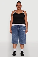 Womens Plus Contrast Trim Halter Cami,