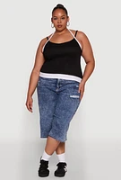 Womens Plus Contrast Trim Halter Cami,