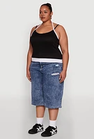 Womens Plus Contrast Trim Halter Cami,