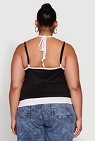 Womens Plus Contrast Trim Halter Cami,