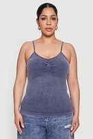 Womens Plus Ribbed Knit Seamless Mineral Wash Cami,