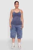 Womens Plus Ribbed Knit Seamless Mineral Wash Cami,