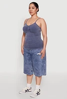 Womens Plus Ribbed Knit Seamless Mineral Wash Cami,