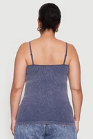 Womens Plus Ribbed Knit Seamless Mineral Wash Cami,