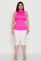 Womens Plus Size Zip Front Mock Neck Top, Pink, Size 1X-2X