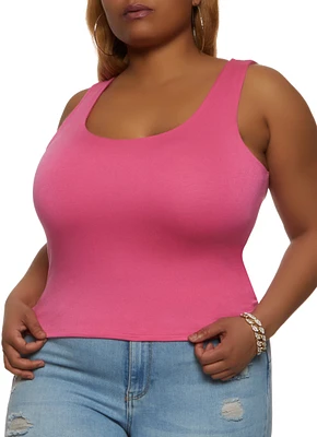 Womens Plus Double Layer Scoop Neck Tank Top, 1X