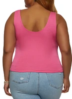 Womens Plus Double Layer Scoop Neck Tank Top, 1X