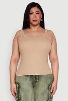 Womens Plus Rib Knit Basic Tank Top,