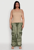 Womens Plus Rib Knit Basic Tank Top,