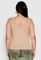 Womens Plus Rib Knit Basic Tank Top,
