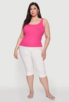 Womens Plus Rib Knit Basic Tank Top, 2X