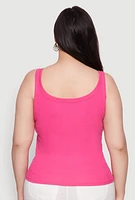 Womens Plus Rib Knit Basic Tank Top, 2X