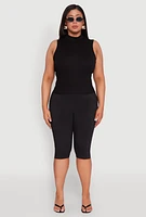 Womens Plus Rib Knit Sleeveless Mock Neck Top, 2X