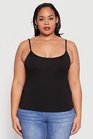 Womens Plus Size Double Layered Cami, Black, Size 2X