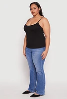Womens Plus Size Double Layered Cami, Black, Size 2X