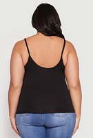 Womens Plus Size Double Layered Cami, Black, Size 2X