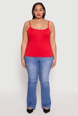 Womens Plus Size Double Layered Cami, Red, Size 3X