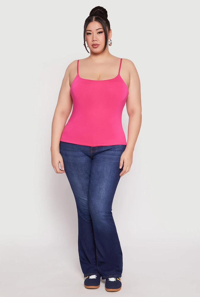 Womens Plus Size Double Layered Cami, Pink, Size 3X