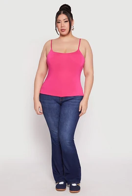 Womens Plus Size Double Layered Cami, Pink, Size 3X