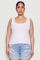 Womens Plus Size Scoop Neck Tank Top, White, Size 3X