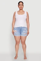Womens Plus Size Scoop Neck Tank Top, White, Size 3X