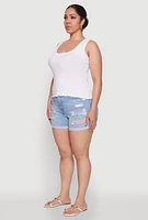 Womens Plus Size Scoop Neck Tank Top, White, Size 3X