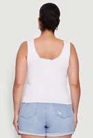 Womens Plus Size Scoop Neck Tank Top, White, Size 3X