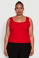 Womens Plus Size Scoop Neck Tank Top, Red, Size 1X