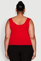 Womens Plus Size Scoop Neck Tank Top, Red, Size 1X