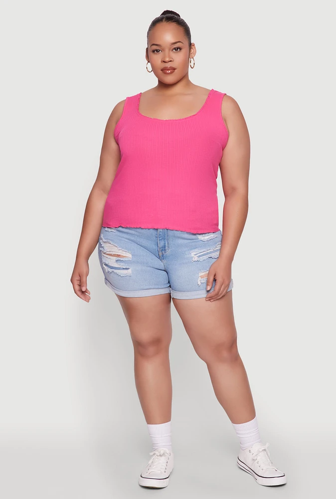 Womens Plus Size Scoop Neck Tank Top, Pink, Size 3X
