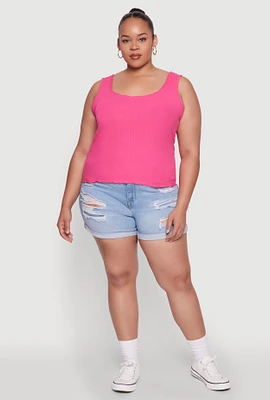 Womens Plus Size Scoop Neck Tank Top, Pink, Size 3X