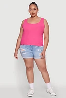 Womens Plus Size Scoop Neck Tank Top, Pink, Size 2X