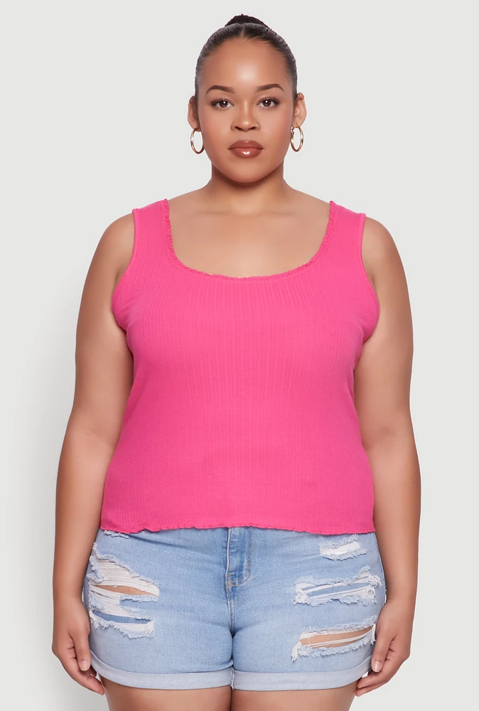 Womens Plus Size Scoop Neck Tank Top, Pink, Size 3X