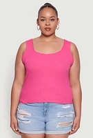 Womens Plus Size Scoop Neck Tank Top, Pink, Size 2X