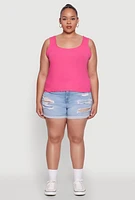 Womens Plus Size Scoop Neck Tank Top, Pink, Size 2X