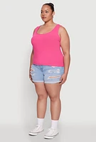Womens Plus Size Scoop Neck Tank Top, Pink, Size 2X