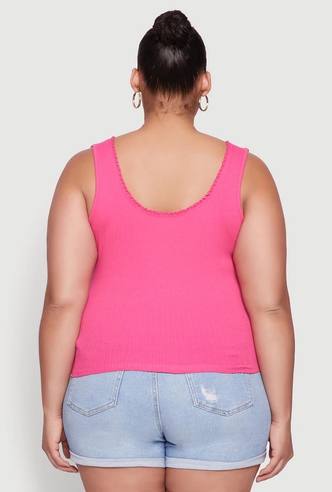 Womens Plus Size Scoop Neck Tank Top, Pink, Size 3X