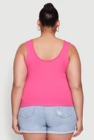 Womens Plus Size Scoop Neck Tank Top, Pink, Size 2X