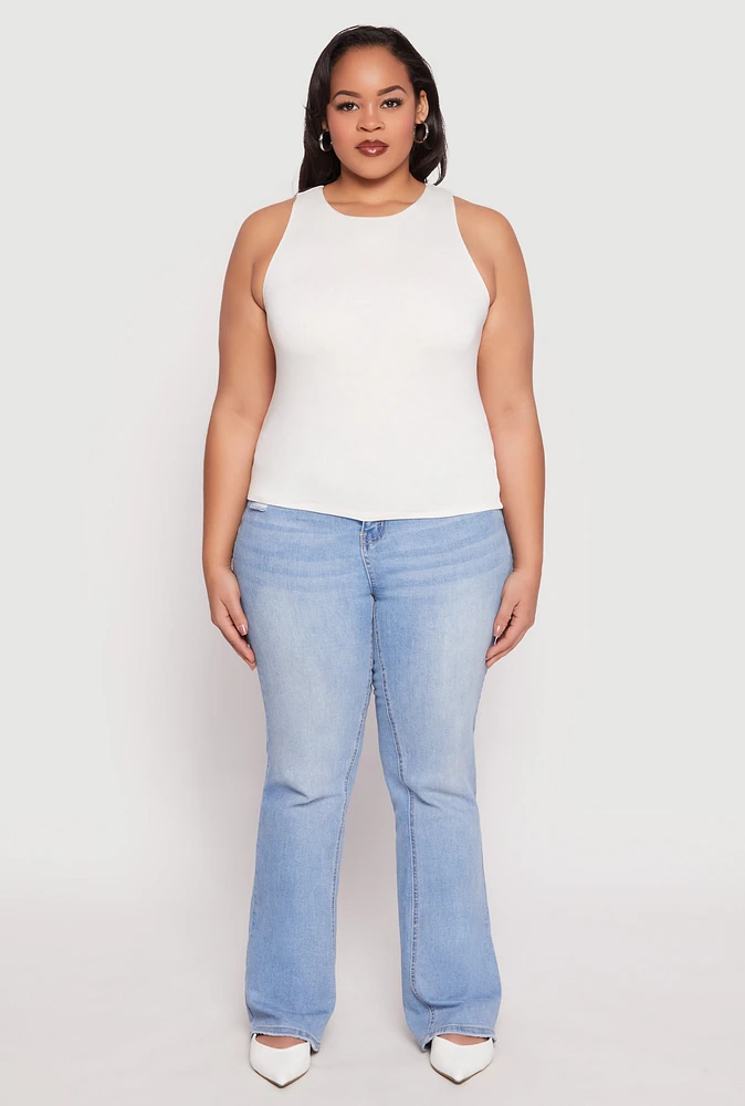 Womens Plus Size Double Layer Tank Top, White, Size 1X