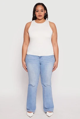 Womens Plus Size Double Layer Tank Top, White, Size 1X