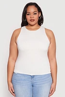 Womens Plus Size Double Layer Tank Top, White, Size 1X
