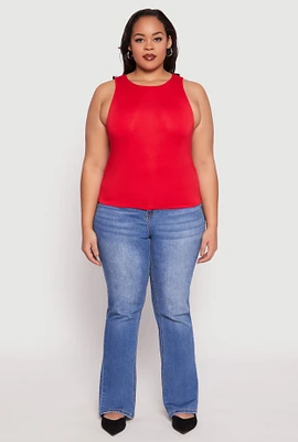 Womens Plus Size Double Layer Tank Top, Red, Size 2X
