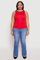 Womens Plus Size Double Layer Tank Top, Red, Size 2X