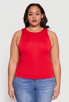 Womens Plus Size Double Layer Tank Top, Red, Size 2X
