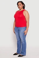 Womens Plus Size Double Layer Tank Top, Red, Size 2X