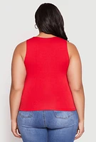 Womens Plus Size Double Layer Tank Top, Red, Size 2X